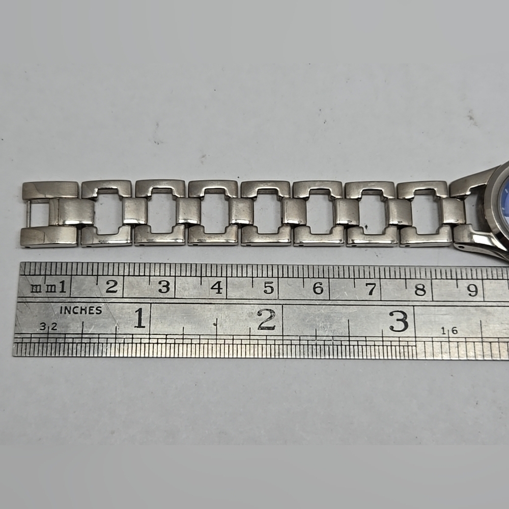 Rare Womens Caravelle By Bulova Watch 23mm Silver Tone Blue Dial New Battery - Picture 9 of 10